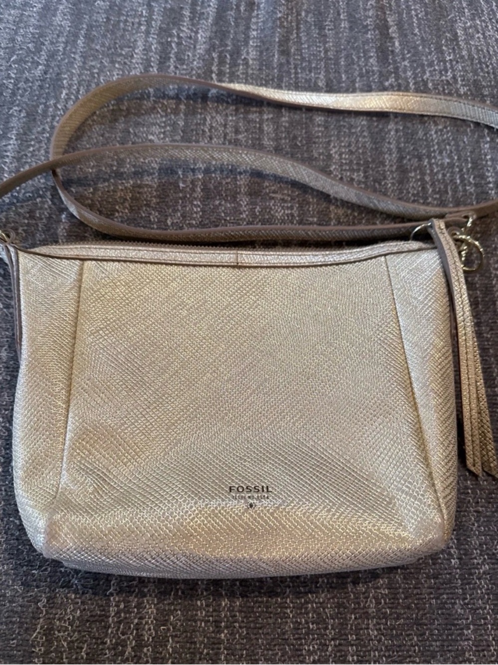 Fossil Metallic Gold-Tone Crossbody Bag